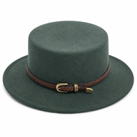 Chapeau Fedora en feutre de laine avec logo personnalisé, vente en gros, fabrication usine, ceinture décorative, large bord plat, unisexe, pour usage quotidien, fêtes et occasions formelles, couronne haute