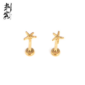 Top senza filo 316L in acciaio chirurgico Push in stile Labret fish star - Product Image 3