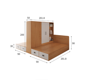 Lit double pour enfants avec rangement, idéal pour une <span class=keywords><strong>chambre</strong></span> <span class=keywords><strong>à</strong></span> <span class=keywords><strong>coucher</strong></span>, avec armoire et tiroirs - Product Image 5