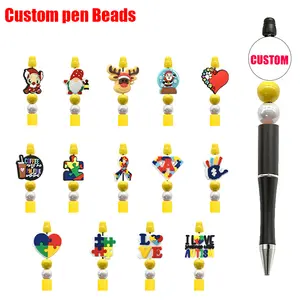 Beads Good Quality Nurse Beaded Pen Charms Silicon Focal Beadable Pens Charms Cartoon Pens With Beads And Charms