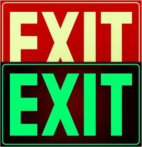 Panneau de sortie photoluminescent en PVC, panneau de sortie d'urgence qui brille dans le noir, panneau de sécurité auto-lumineux pour l'évacuation des bâtiments - Product Image 2