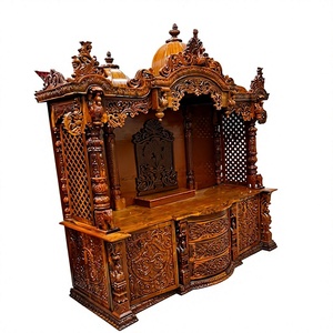 Templo Tradicional de Madera de Teca India con Tallado de Pavo Real, Mandir Hecho a Mano de Primera Calidad para Decoración de Sala de Pooja - Product Image 4