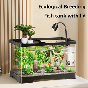 Acuario de Sobremesa Cuadrado de Acrílico Transparente de Alta Calidad, 5W, Moderno, para Peces Dorados, Camarones, Tortugas, Cangrejos, Ranas, Algas, para Espacio de Escritorio - Product Image 4