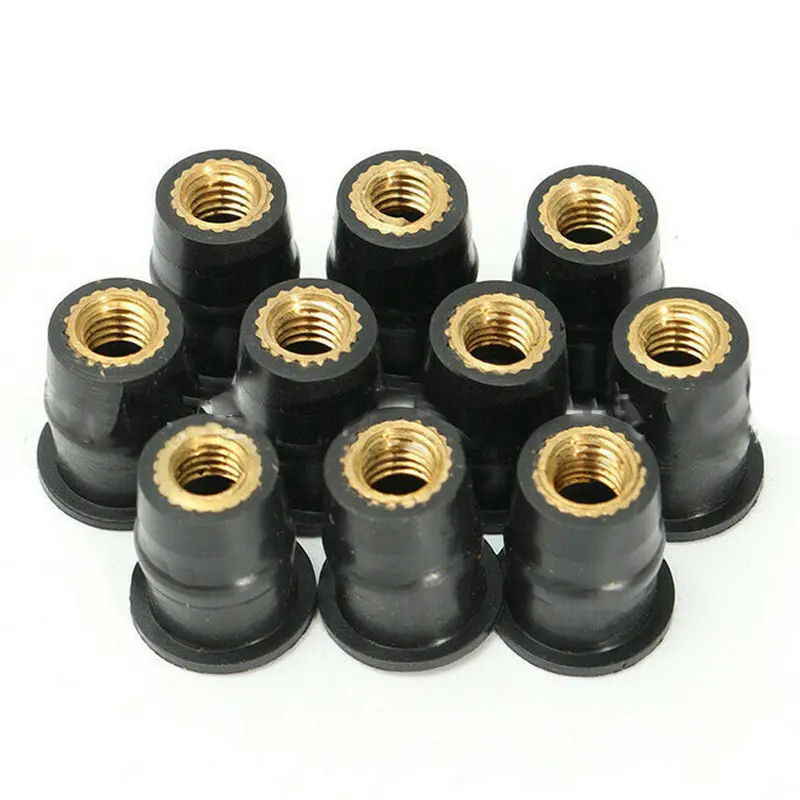 OEM ODM m4 m5 m6 m8 brass inside expansion rubber well nut Black Color Rubber Rivet Well Nuts Expanded Brass Rubber Rivet Nut