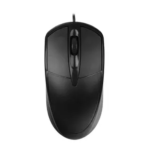 Mouse óptico 3D preto com fio USB para escritório, mais barato, à prova d'água, ergonômico e comercial, com logotipo de caixa personalizada para uso em escritório