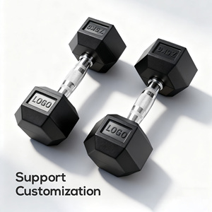 Wholesale Black Rubber Coated Cast Iron Hex Dumbbell Set Home Use <strong>Free</strong> <strong>Weights</strong> for Gym MOQ 100kg - Product Image 2