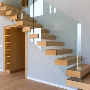 CBMMART marches en bois et contremarches d'escalier prix escaliers en acier inoxydable design escalier éclairage led escalier flottant en verre