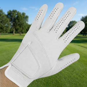Guante de Golf Unisex de Cuero Genuino para Mano Derecha, Transpirable, con Cierre de Tirar, Blanco, para Deportes al Aire Libre - Product Image 3