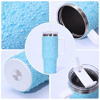 Bicchiere Termico da 40oz in Acciaio Inossidabile 304 con Strass, Manico e Coperchio con Cannuccia, Tazza Bling in Cristallo per Collezioni Regalo Boutique - Vendita all'Ingrosso
