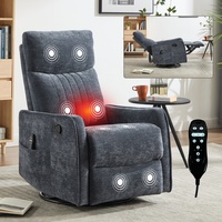 360 °   Fauteuil inclinable en chenille bleue robuste avec massage pivotant et à bascule, minuterie, 8 points de vibration et chaleur lombaire