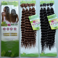 Extensions de cheveux synthétiques teintes en fibre haute température, ondulées profondes, pour tresses au crochet, double trame, 22 pouces