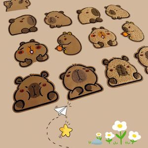 New Stock Self Sticker Cute Embroidered Chenille Capybara Patch for T-shirt Hoodies Hat Decoration - Product Image 1