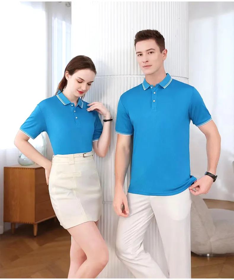 Rahat erkek Golf Polo gömlekler özel Logo örme Polyester pamuklu iş tulumu Polo gömlek işlemeli