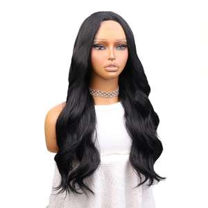 Peluca Larga Rizada al por Mayor con Fibra 100% Resistente al Calor, Peluca <span class=keywords><strong>de</strong></span> Encaje en Forma <span class=keywords><strong>de</strong></span> U con Ondas Grandes y Efecto Ondulado - Product Image 2