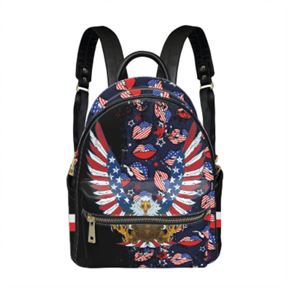 Blue and Red Stars Pattern I Love America USA Flag Print Custom Your Logo Backpack  USA Female Fashion PU Leather Mini Backpack| Alibaba.com