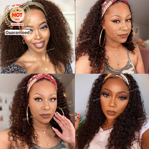 شعر مستعار عصابة رأس مجعد غريب للنساء ذوات البشرة السمراء شعر مستعار بنصف شعر مجعد مموج أمامي بدون رباط شعر مستعار بدون لاصق - Product Image 5