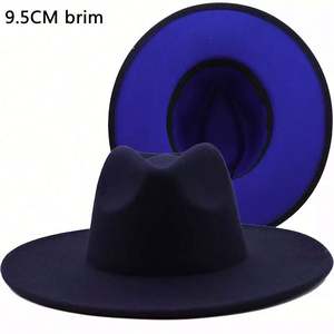Chapeaux Fedora personnalisés pour femmes et hommes, nouvelle collection automne-hiver, bicolores, à la mode, avec fond rouge, bord large de 9,5 cm, pour les fêtes et les occasions spéciales - Product Image 2
