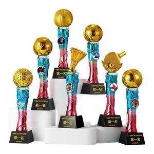 Trofeo <span class=keywords><strong>de</strong></span> Resina Chapado en Oro Colorido <span class=keywords><strong>de</strong></span> Alta Gama Creativo y Más Vendido para Fútbol, Baloncesto, Voleibol, Bádminton - Product Image 1