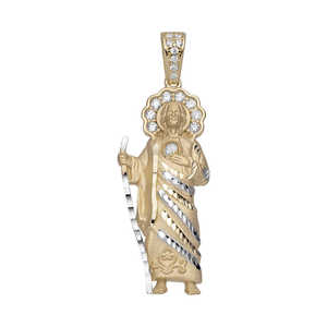 14K chapado en oro personalizado CZ Halo Santa Muerte Ángel DE LA MUERTE colgante joyería - Product Image 4