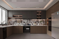 Meubles de cuisine modulaires en L modernes et personnalisés avec évier pour villa