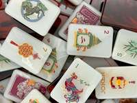 Cetakan Bambu Bunga Zodiak Akrilik Modern Mewah Berkualitas Tinggi untuk 4 Pemain, Tahan Lama, Tahan Air, Koleksi Oriental untuk Meja