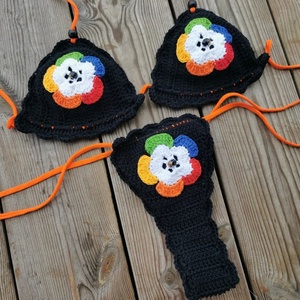 Traje de Baño Bikini Retro con Flores, Hecho a Mano, Tejido a Crochet, para Mujer, Conjunto de 2 Piezas - Product Image 3