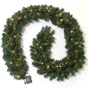 Guirlande de Noël en PVC vert de 2,7 m avec éclairage, idéale pour la décoration de hôtels et les fêtes - Vente en gros - Product Image 2