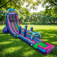 Toboggan aquatique gonflable double piste MILE Big Gaming Switch Theme en PVC avec piscine, idéal pour la location commerciale et les fêtes, capacité 500 personnes