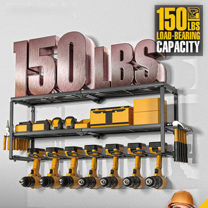 <b>Wall</b> <b>Mounted</b> Metal Tool Rack 26 In Extra Tall 3 Tier Storage <b>Shelf</b> For Power Tools And Accessories - Product Image 4