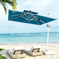Parasol carré à baldaquin rotatif à 360°, parasol d'extérieur pliable en aluminium résistant aux UV, parasol cantilever de plage