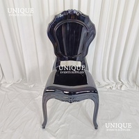 Nouveau design moderne Chaise princesse en acrylique noir transparent royal pour banquets de mariage et appartements