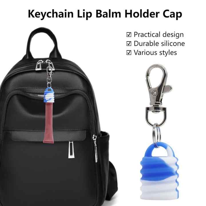 Portable Lip Balm Cap Keychain with Metal Clip, Anti-Loss Detachable Lipgloss Cap Case Holder for Summer Fridays 0.5 oz Lip Balm