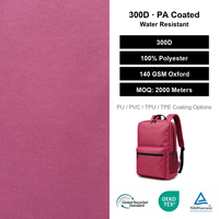 Tissu Oxford 100% polyester enduit PA 300D, 140 GSM, résistant à l'eau, tissé, pour équipement de plein air, accessoires pour chiens, produits pour animaux de compagnie