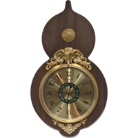 Horloge murale vintage orientale avec cadre en noyer en forme de gourde, décor d'éléphant en laiton, horloge silencieuse pour la décoration de la maison et du salon