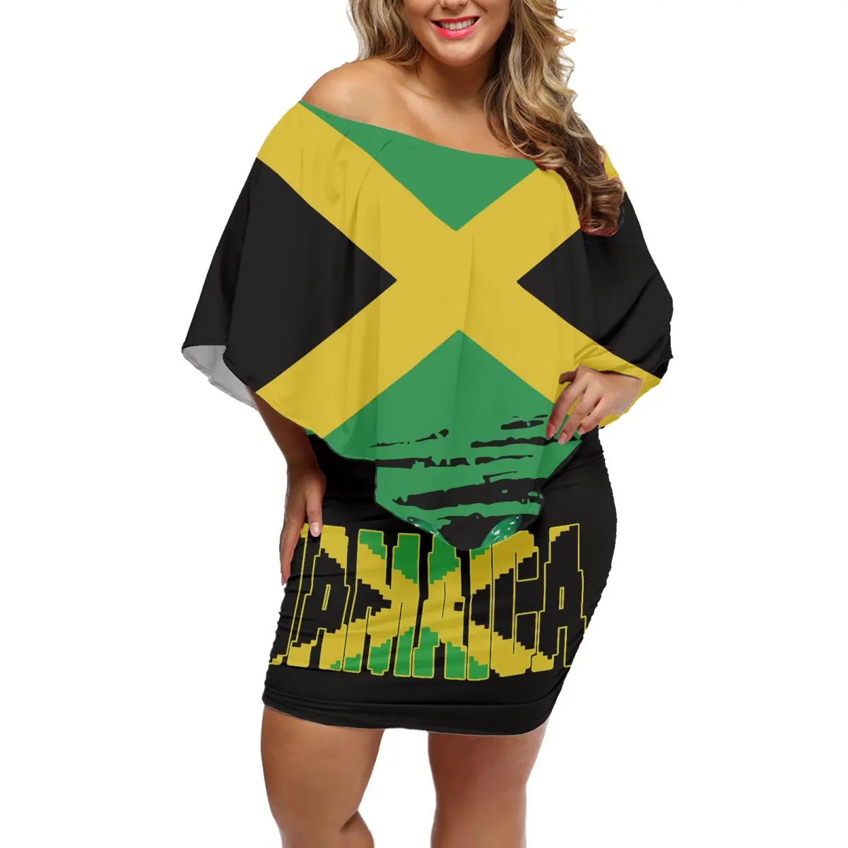 Custom Flag Printed Plus Size Women's Dresses Women Modest Jamaica Flag Design Night Dresses for Woman Sexy Clothes Casual Party