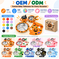 Ensemble d'alimentation pour bébé personnalisé OEM avec plusieurs motifs de fêtes et emballage en boîte cadeau pour la vente en gros
