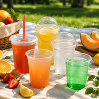 Gobelets jetables personnalisés en PET transparent à paroi simple de 12 à 32 oz pour thé au lait, café, jus et boissons froides – Impression sérigraphique/UV