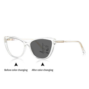 Gafas de Lectura Progresivas Fotocromáticas Anti Luz Azul para Mujer, Monturas de Gafas TR90 Modernas y Personalizadas con Diseño de Ojo de Gato - Product Image 4