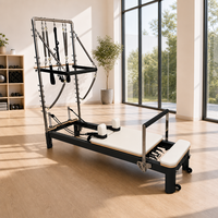 Reformer de Pilates Commercial avec Tour d'Exercices et Lit Réglable pour Yoga, Fitness, Cours Groupe et Entraînement à Domicile