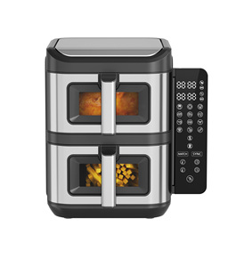 Four à <span class=keywords><strong>friture</strong></span> à air double panier 11L (5.5L+5.5L) avec 12 fonctions <span class=keywords><strong>de</strong></span> cuisson, technologie Fry Force 360, grille antiadhésive, prise VDE 220V - Product Image 1
