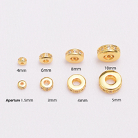 Perles intercalaires rondes micro-pavées en or rempli 14K 18K HP425 avec zircons cubiques, 4-10mm, pour bracelets et colliers DIY, vente en gros de perles de bijoux en vrac