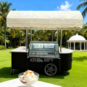 Ice Cream Food Truck Push Cart <b>Display</b> <b>Case</b> Ice Cream Trolley Gelato Cart Outdoor Flower Cart - Product Image 1