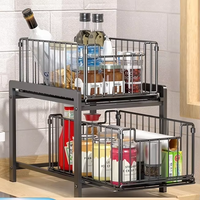 Étagère de rangement sous l'évier MIXWARES |   Étagère à épices en métal pour comptoir et armoire de cuisine, étagère de présentation à plusieurs niveaux