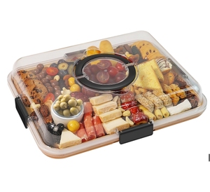 Доска для мясных заколок с прозрачной крышкой, дорожная портативная доска для сыра, коробки для мясных закусок, разделенные поднос, разделочные доски для кухни - Product Image 1