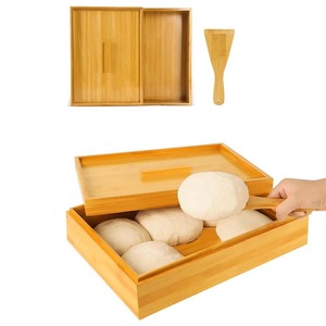 Scatola di cibo di bambù con un coperchio è adatto per 6 palline di pasta ed è un contenitore di correzione dell'impasto per cucine domestiche - Product Image 2