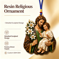 Ornement suspendu personnalisé en résine UV gaufrée, thème religieux catholique chrétien, Saint Joseph, Sainte Famille, Bébé Jésus, vente en gros d'usine