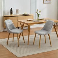 Chaise de salle à manger moderne à pieds en chêne gris, dossier incurvé surdimensionné, meubles latéraux sans accoudoirs en tissu pour la maison, hôtel, appartement, villa pour
