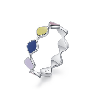 New S925 Sterling <b>Silver</b> Rainbow Epoxy Resin <b>Ring</b> and Earring <b>Set</b>, Women's - A stylish, sweet, and delightful jewelry <b>set</b> - Product Image 2