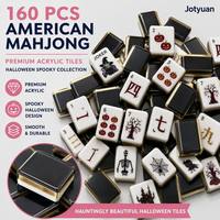 Nuevas fichas de mahjong europeas y americanas de lujo, acrílicas, de 160 piezas, multicolor, pintadas a mano, para reuniones familiares y entretenimiento.