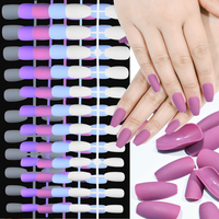 120 Uds. Prensa de ataúd mate en las uñas, cubierta completa de Color sólido, uñas postizas de bailarina de ataúd corto medio, puntas de uñas postizas acrílicas
